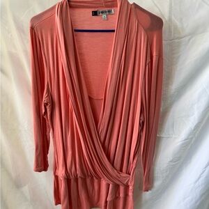 Jennifer Lopez Coral Wrap Blouse